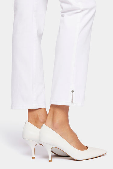 NYDJ Sheri Slim Ankle Jeans With Riveted Side Slits - Optic White