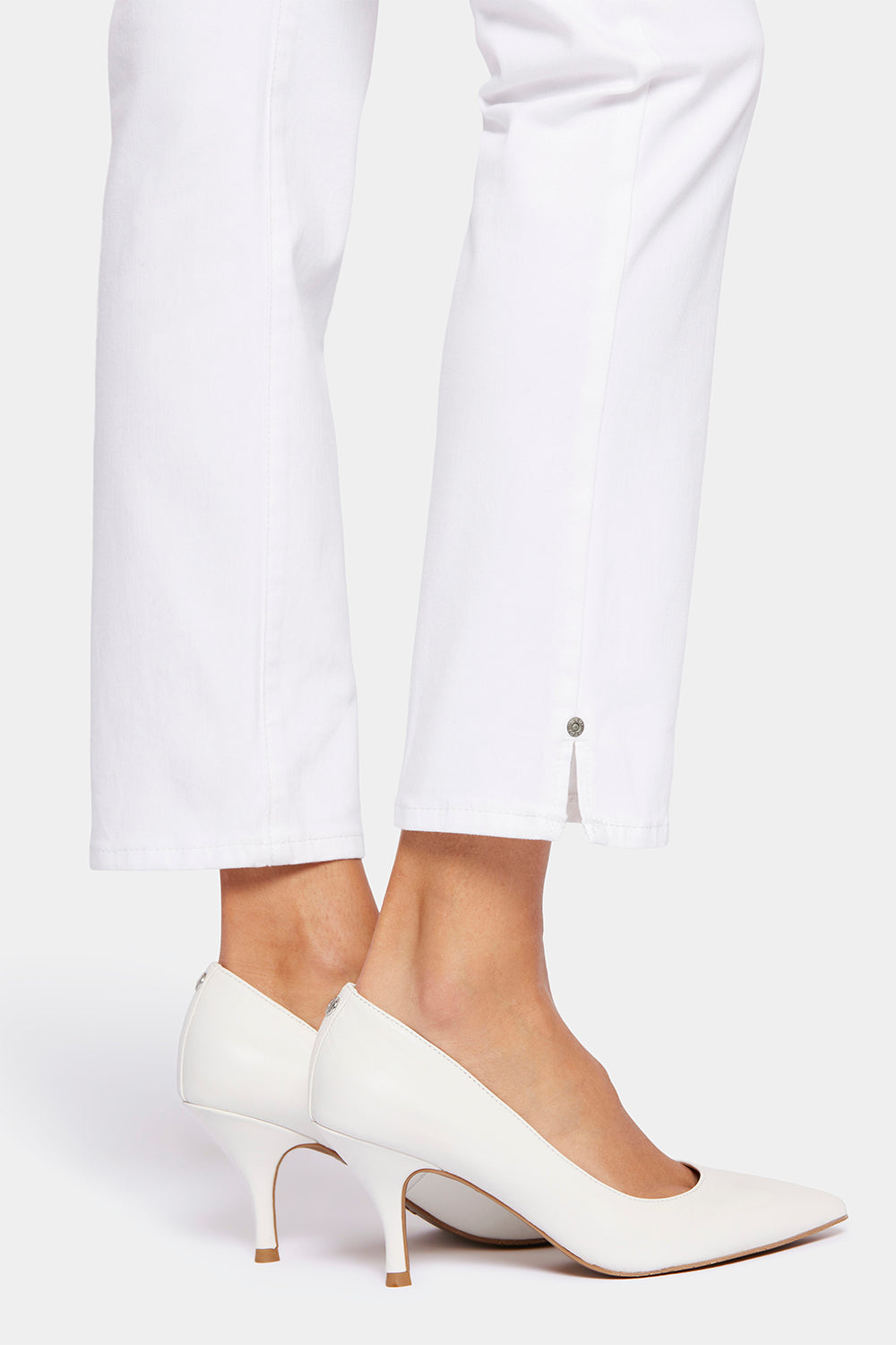 NYDJ Sheri Slim Ankle Jeans With Riveted Side Slits - Optic White