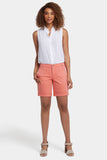 NYDJ Diana Relaxed Denim Shorts With Utility Pockets And Frayed Cuffs - Coral Haze