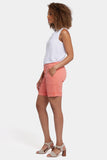 NYDJ Diana Relaxed Denim Shorts With Utility Pockets And Frayed Cuffs - Coral Haze