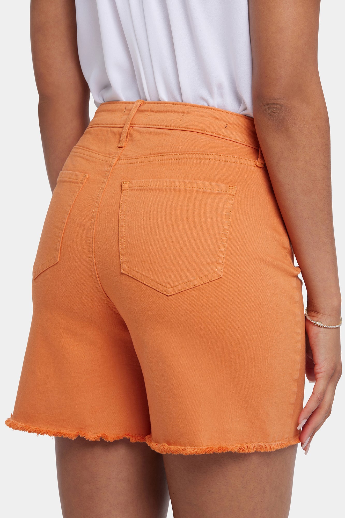 NYDJ Berkyn Relaxed Denim Shorts With Super High Rise And Frayed Hems - Marmalade