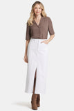 NYDJ High Rise Long Skirt With Center Front Slit - Optic White
