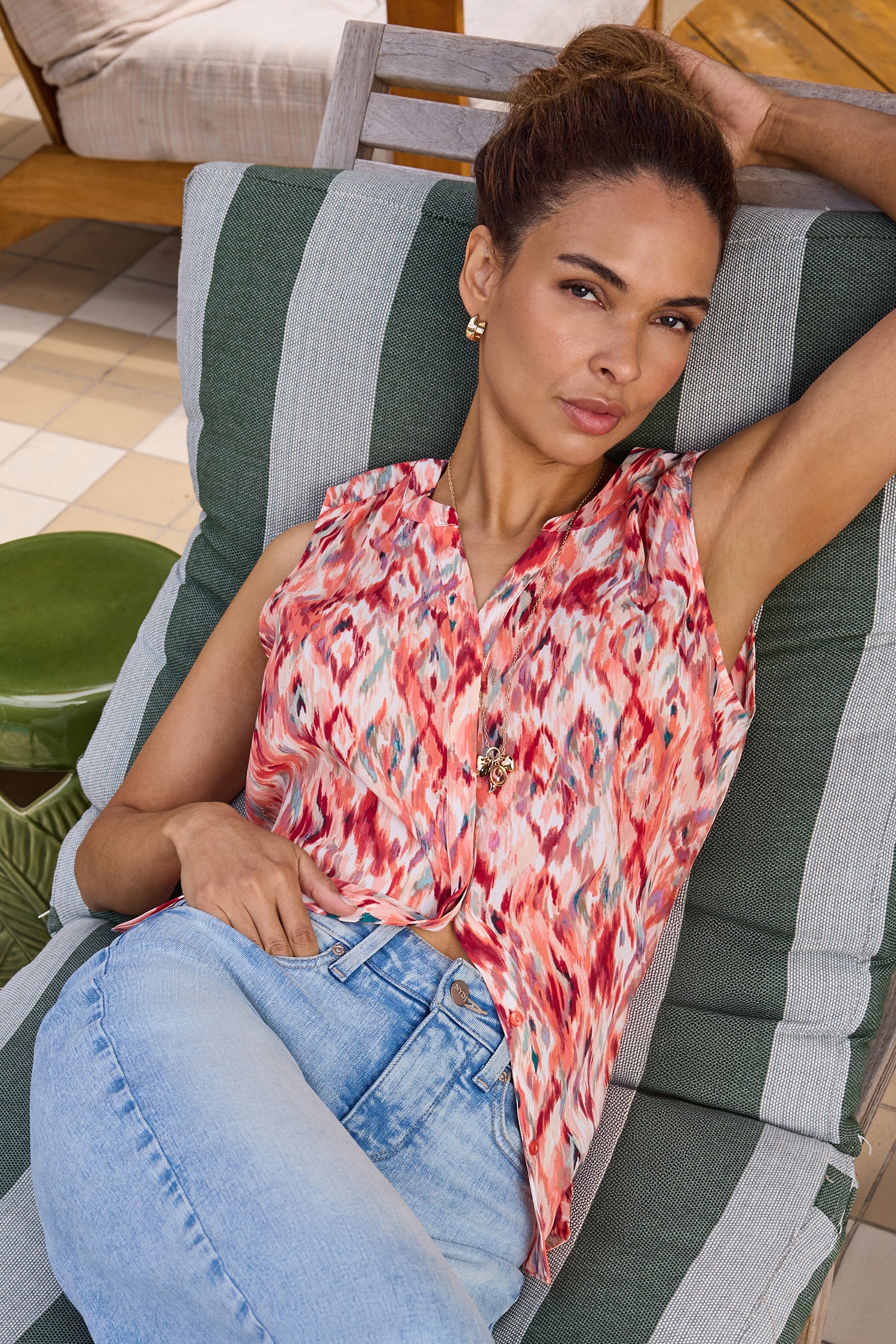 Sleeveless Pintuck Blouse - Mojave Mirage Pink | NYDJ