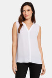 NYDJ Sleeveless Pintuck Blouse - Optic White
