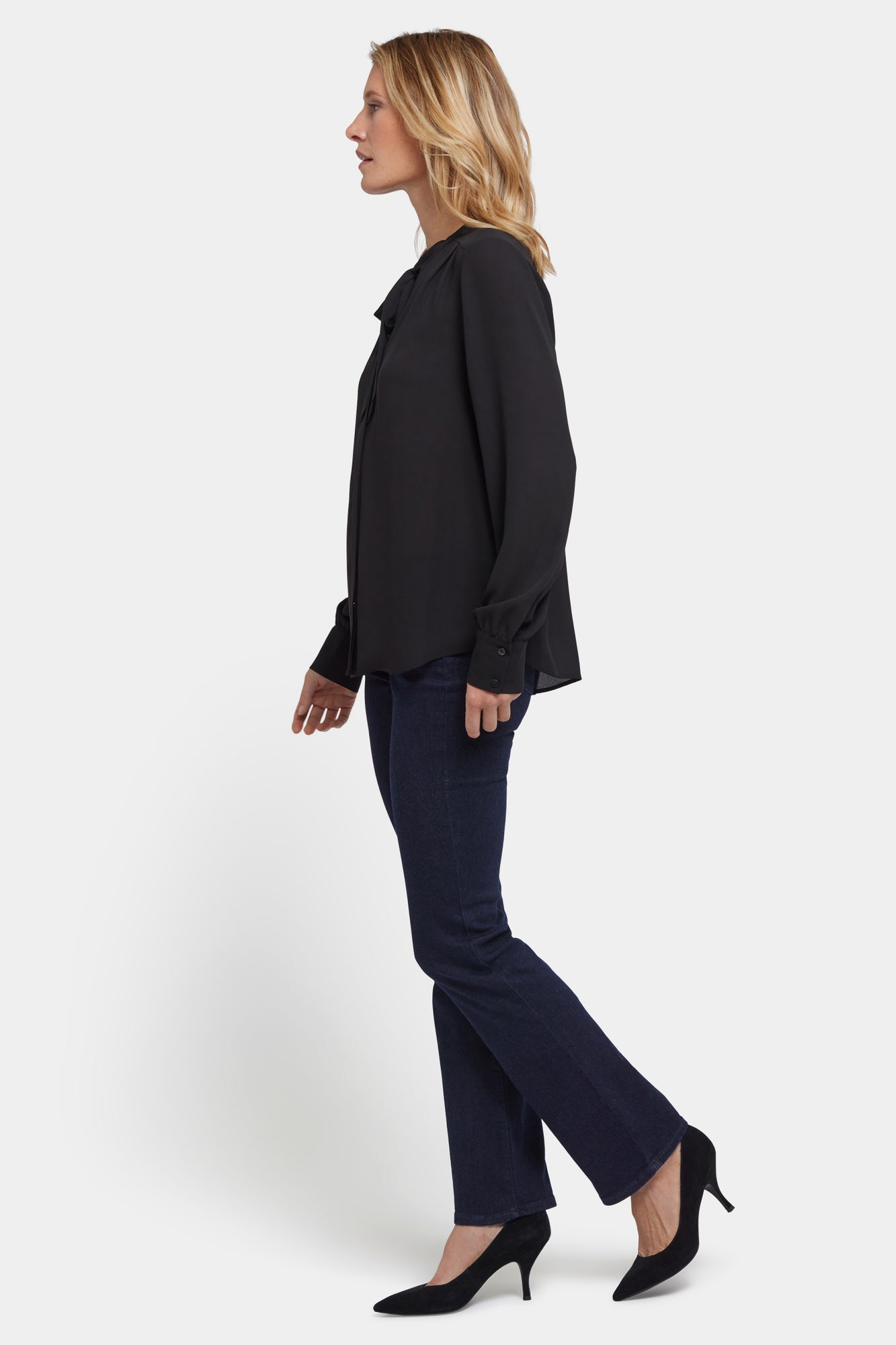 NYDJ Tie-Neck Blouse - Black