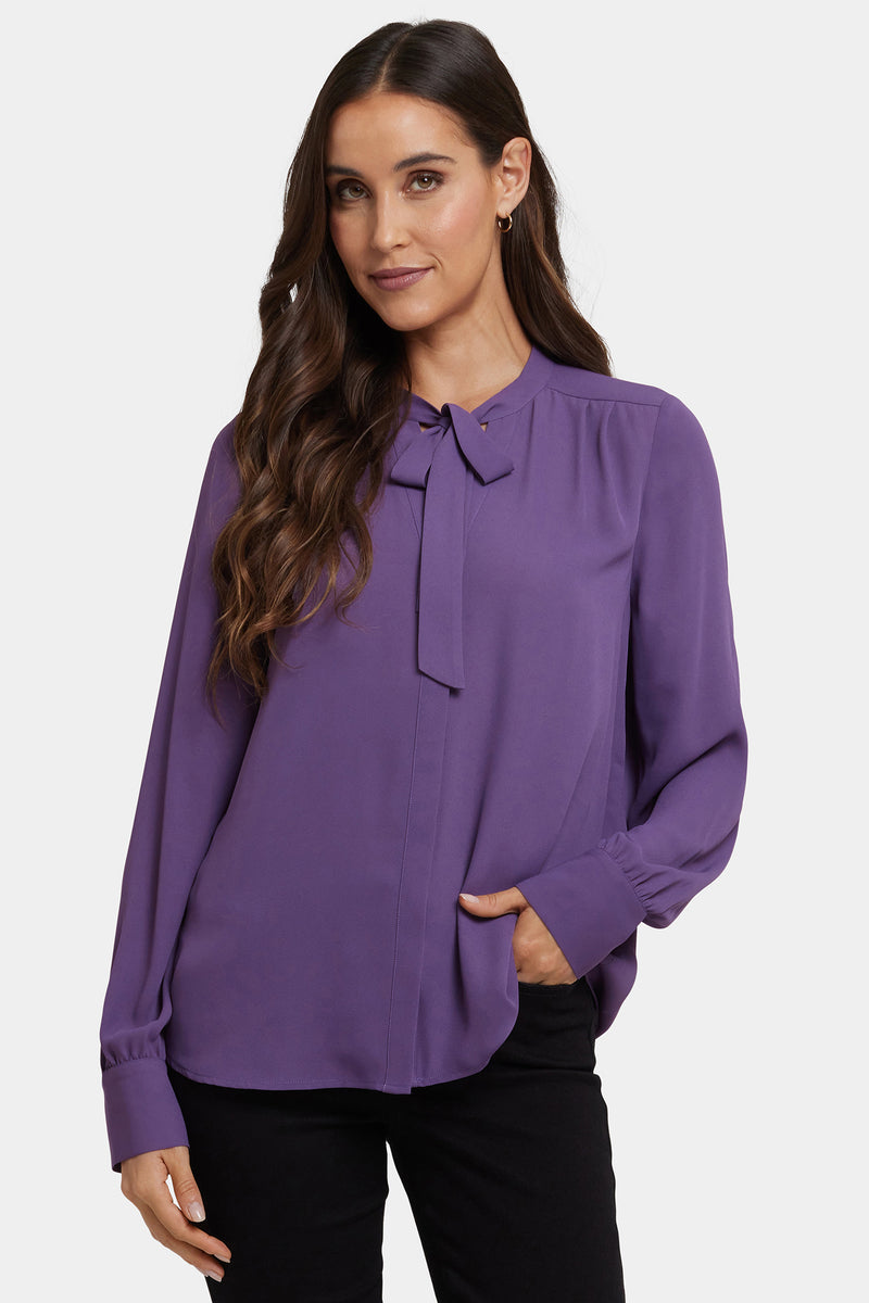 NYDJ Tie-Neck Blouse  - Grape Royale