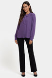NYDJ Tie-Neck Blouse  - Grape Royale
