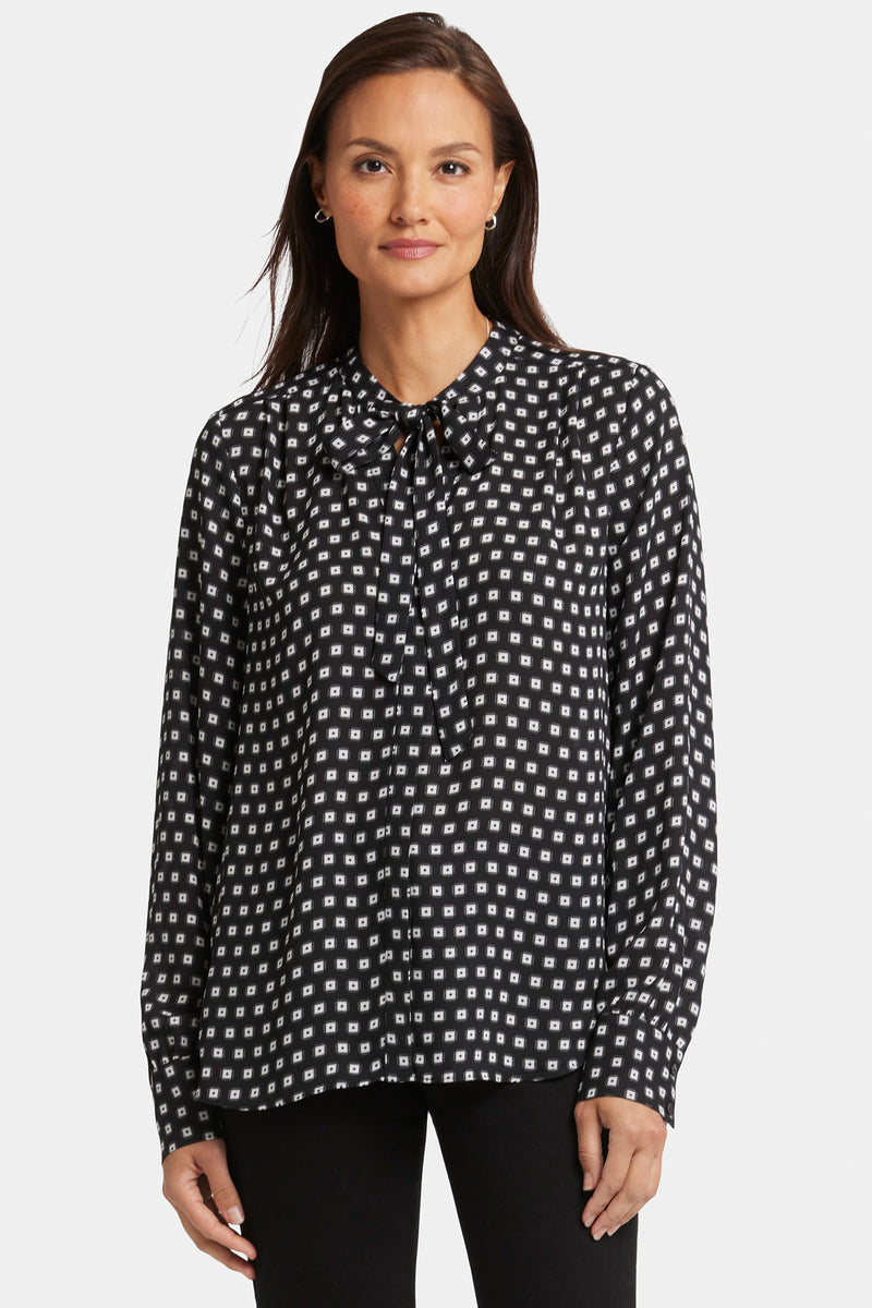 NYDJ Tie-Neck Blouse - Pearl Medallion