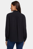 NYDJ Ruffle Neck Blouse - Black