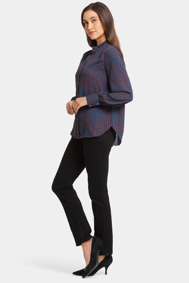 NYDJ Ruffle Neck Blouse - Plum Trail