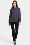 NYDJ Ruffle Neck Blouse - Plum Trail