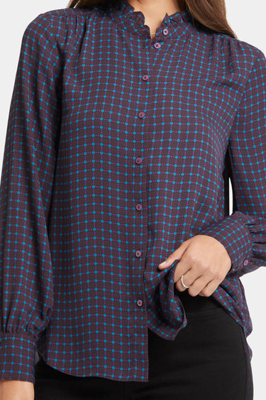 NYDJ Ruffle Neck Blouse - Plum Trail