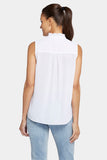 NYDJ Sleeveless Ruffle Neck Blouse - Optic White