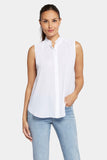 NYDJ Sleeveless Ruffle Neck Blouse - Optic White