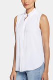 NYDJ Sleeveless Ruffle Neck Blouse - Optic White