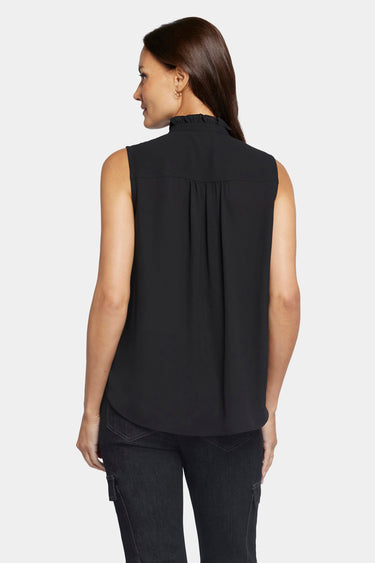 NYDJ Sleeveless Ruffle Neck Blouse - Black