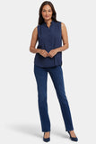 NYDJ Sleeveless Ruffle Neck Blouse - Oxford Navy