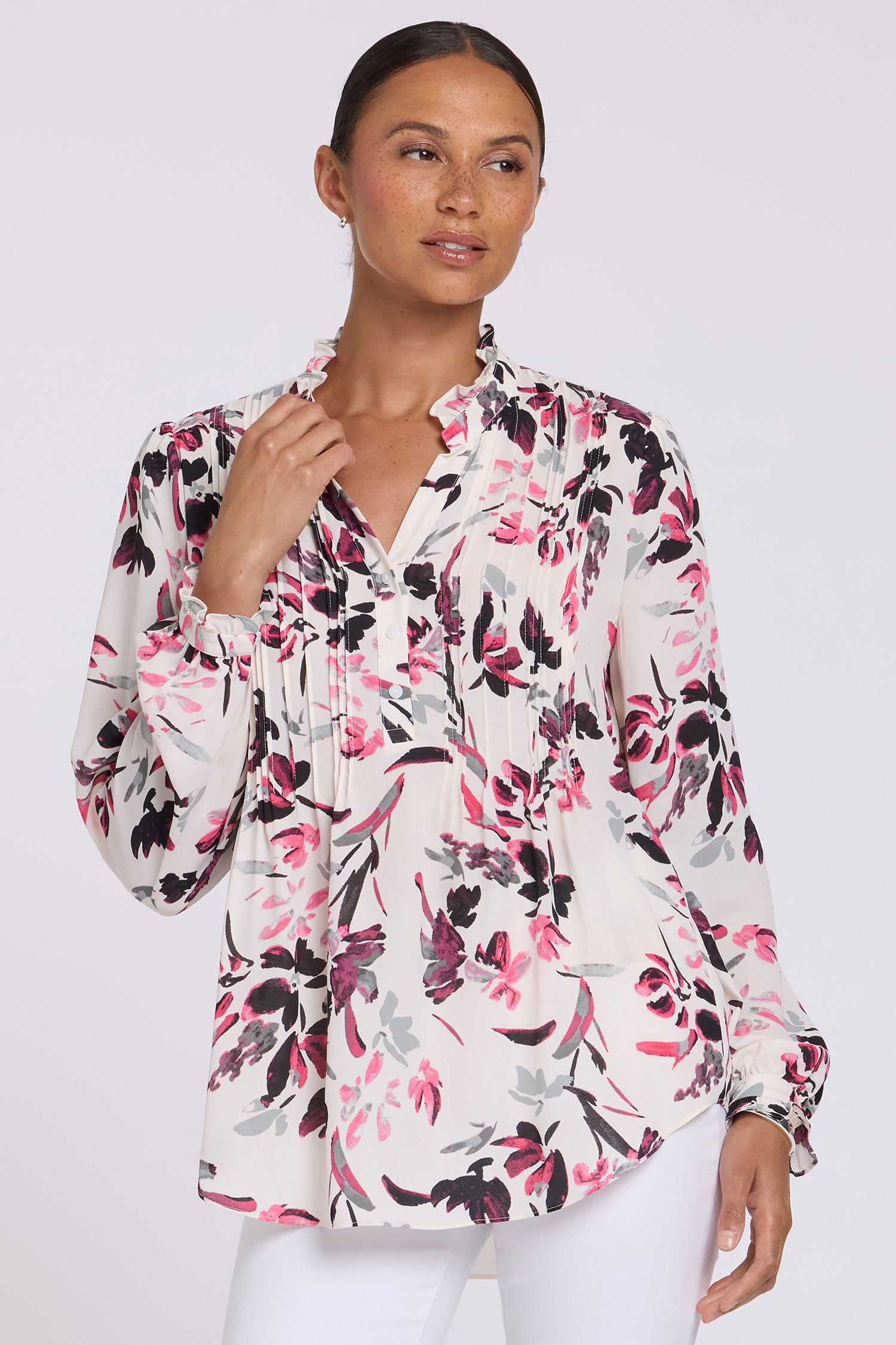 Pleated Front Tunic - Starlight Garden Pink | NYDJ