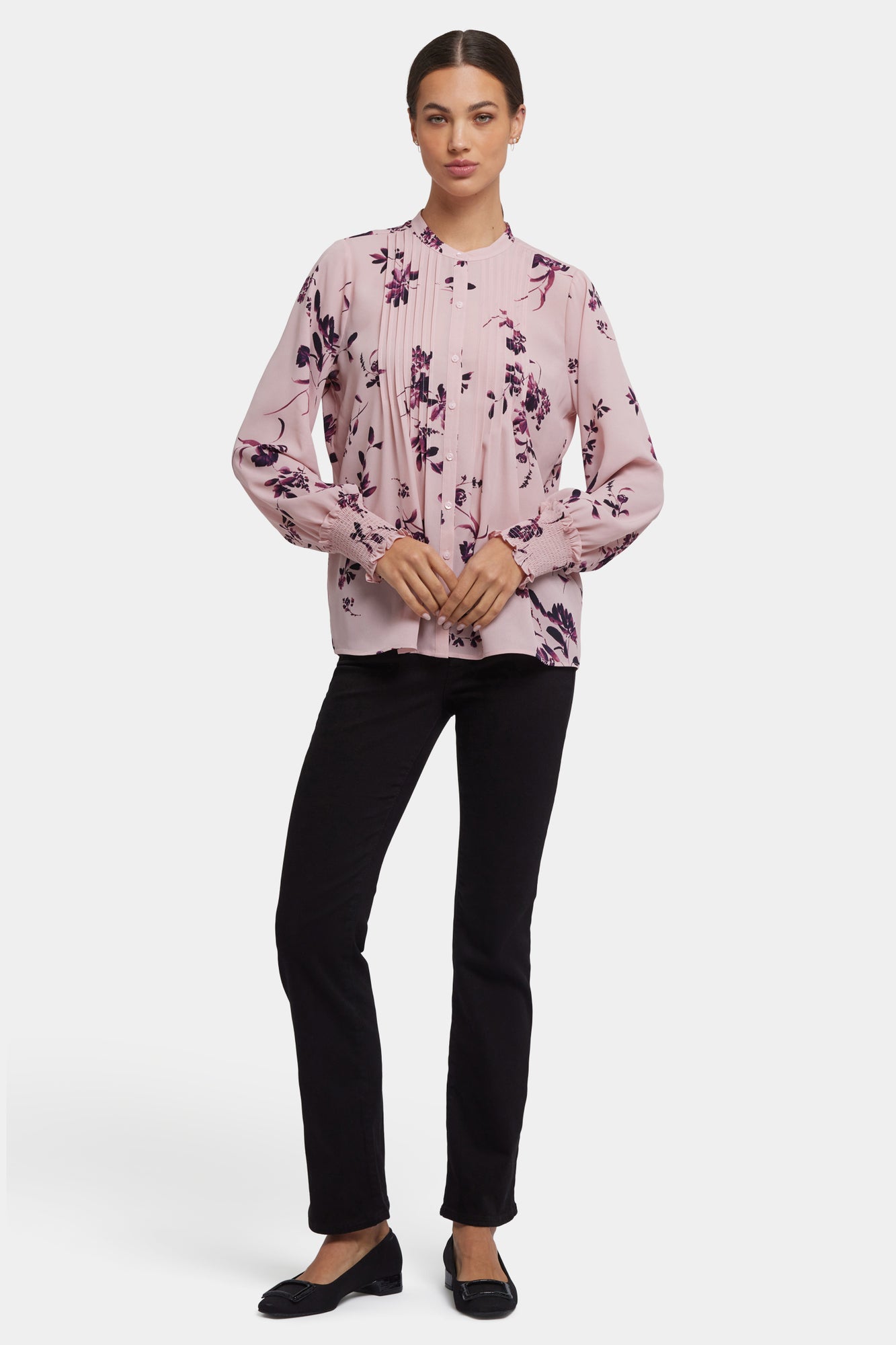 NYDJ Pleated Peasant Blouse - Petite Palais