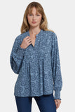 NYDJ Pleated Peasant Blouse - Rain Garden