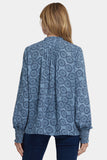 NYDJ Pleated Peasant Blouse - Rain Garden