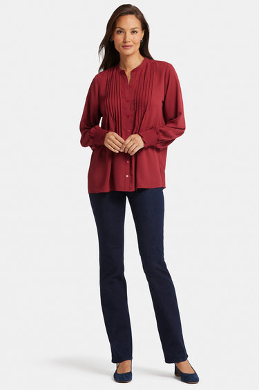 NYDJ Pleated Peasant Blouse - Wild Currant
