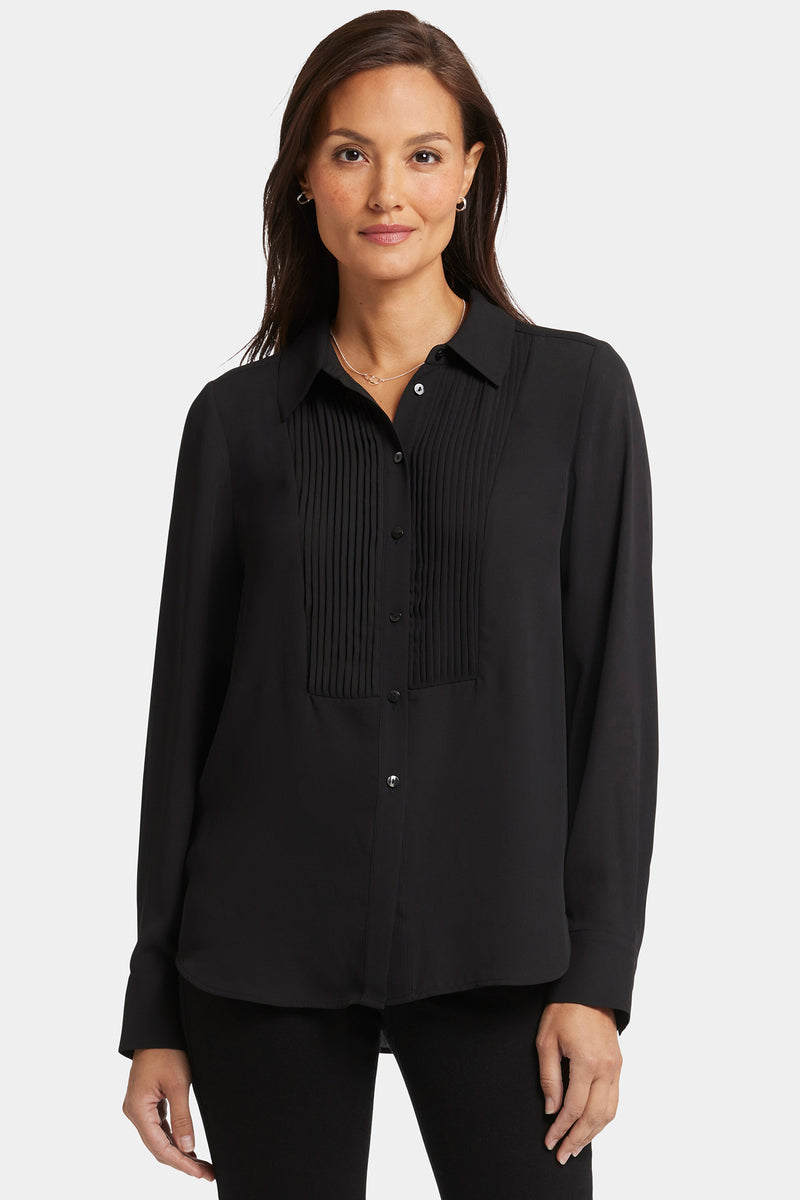 NYDJ Tuxedo Blouse - Black