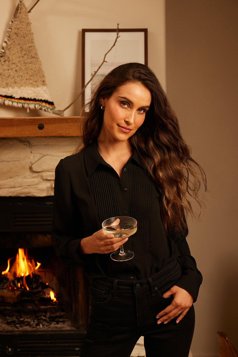 NYDJ Tuxedo Blouse - Black