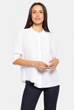 NYDJ Pleated Short Sleeved Blouse - Optic White