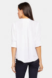 NYDJ Pleated Short Sleeved Blouse - Optic White