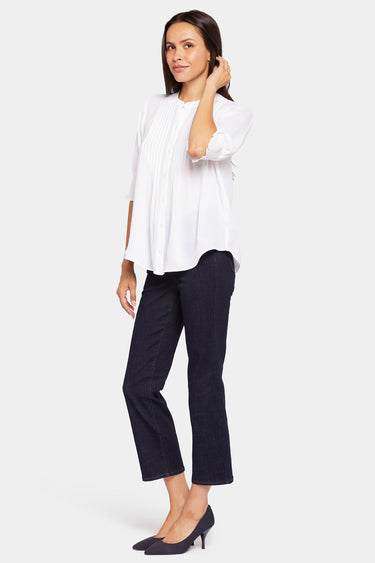 NYDJ Pleated Short Sleeved Blouse - Optic White