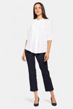NYDJ Pleated Short Sleeved Blouse - Optic White