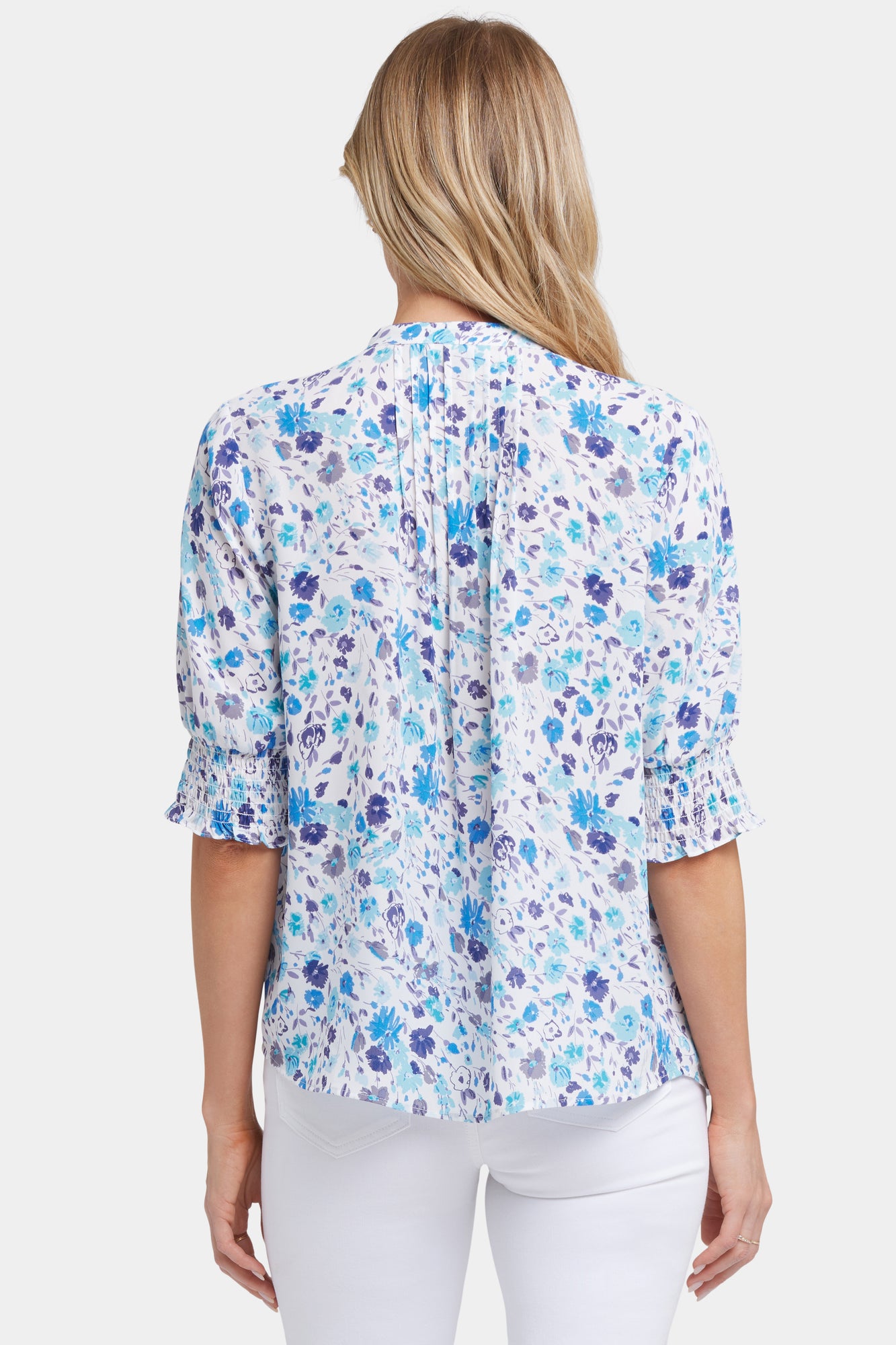 NYDJ Pleated Short Sleeved Blouse - Jimena Garden