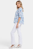 NYDJ Pleated Short Sleeved Blouse - Jimena Garden