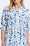 NYDJ Pleated Short Sleeved Blouse - Jimena Garden