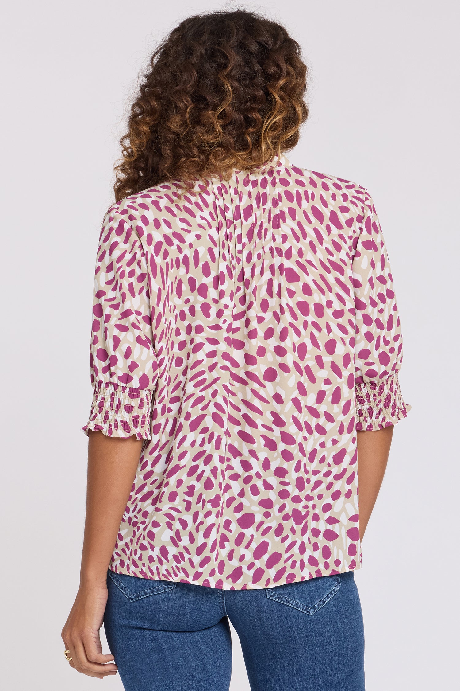 Pleated Short Sleeved Blouse - Sandcastles Pink | NYDJ