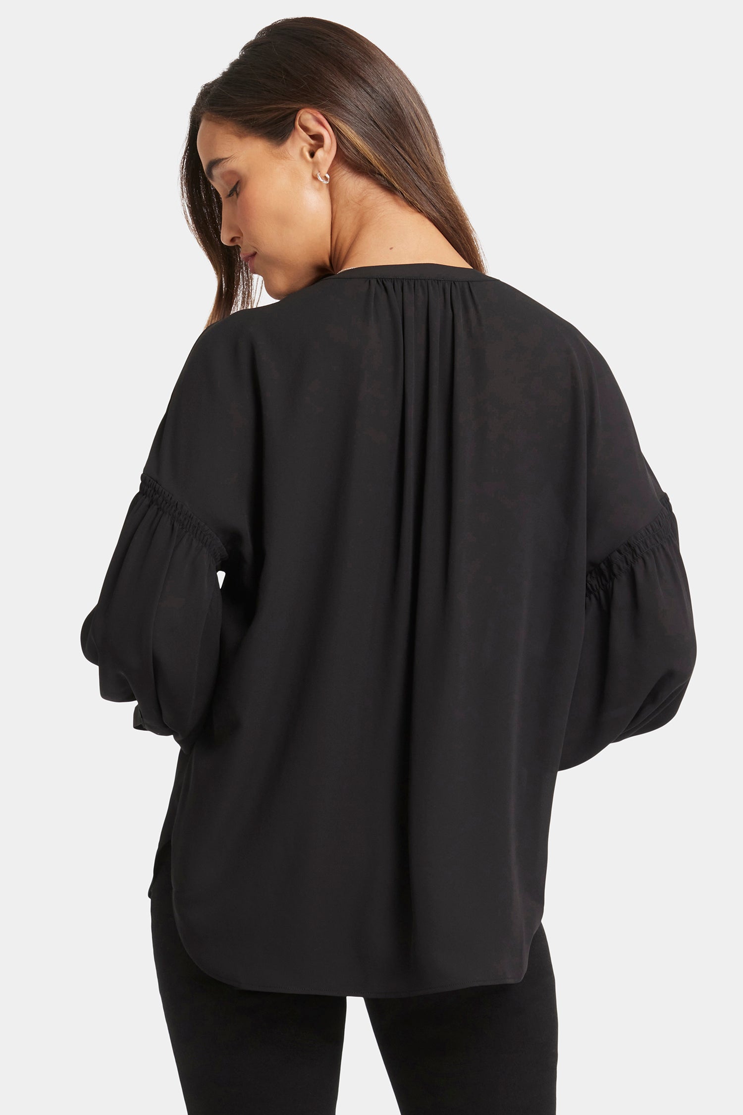 Paulina Peasant Blouse - Black Solid Colors | NYDJ