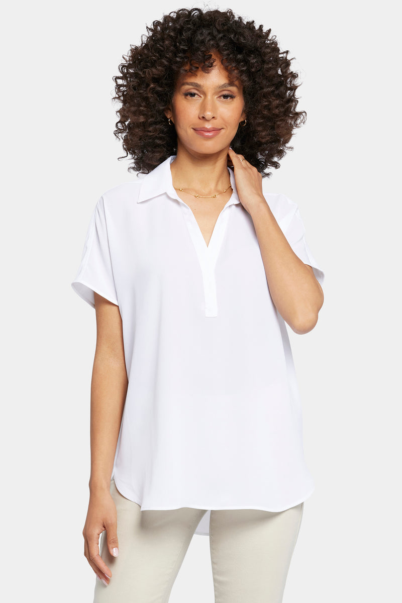 NYDJ Becky Short Sleeved Blouse - Optic White