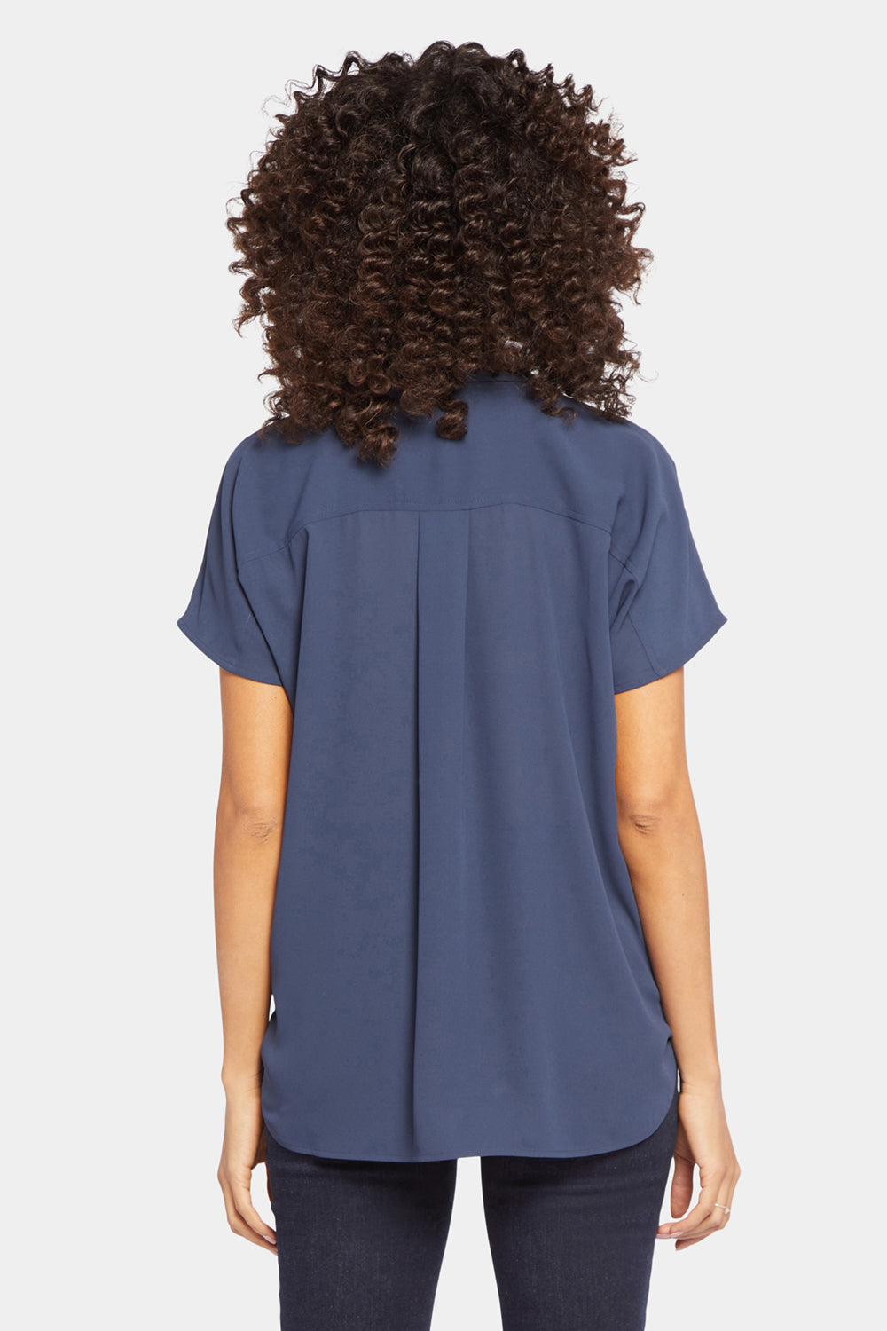 Becky Short Sleeved Blouse - Oxford Navy Blue | NYDJ