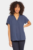 NYDJ Becky Short Sleeved Blouse  - Oxford Navy