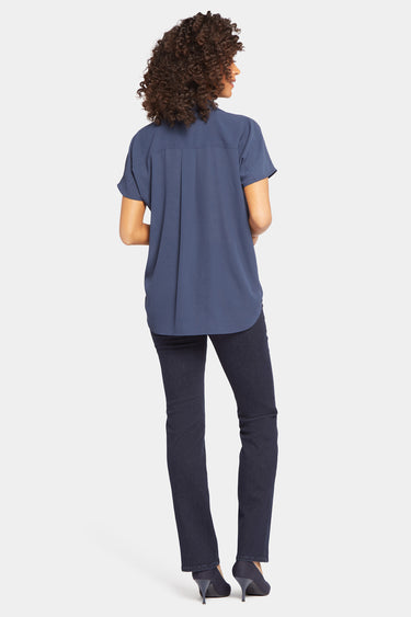 NYDJ Becky Short Sleeved Blouse  - Oxford Navy