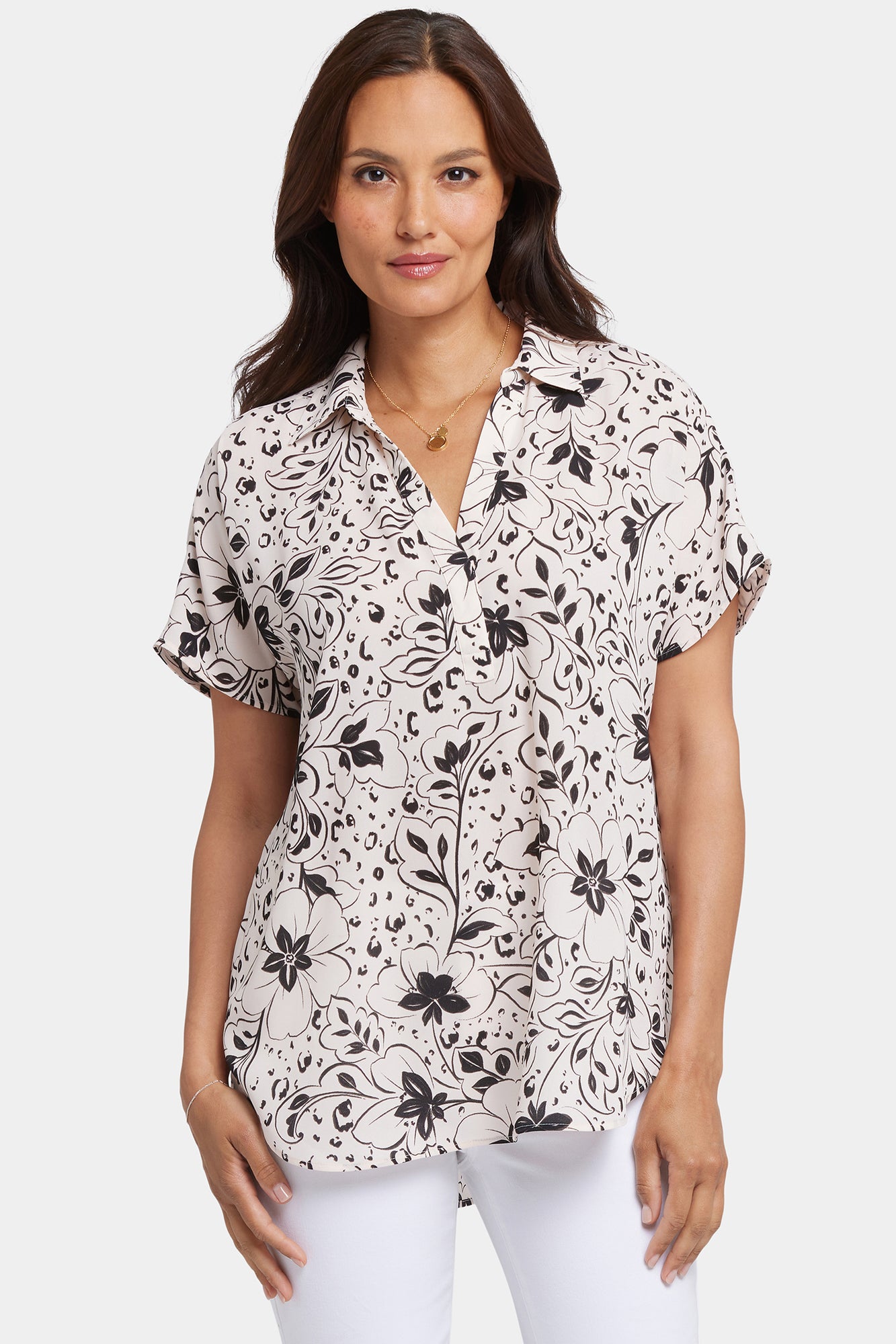 NYDJ Becky Short Sleeved Blouse - Luna Flores