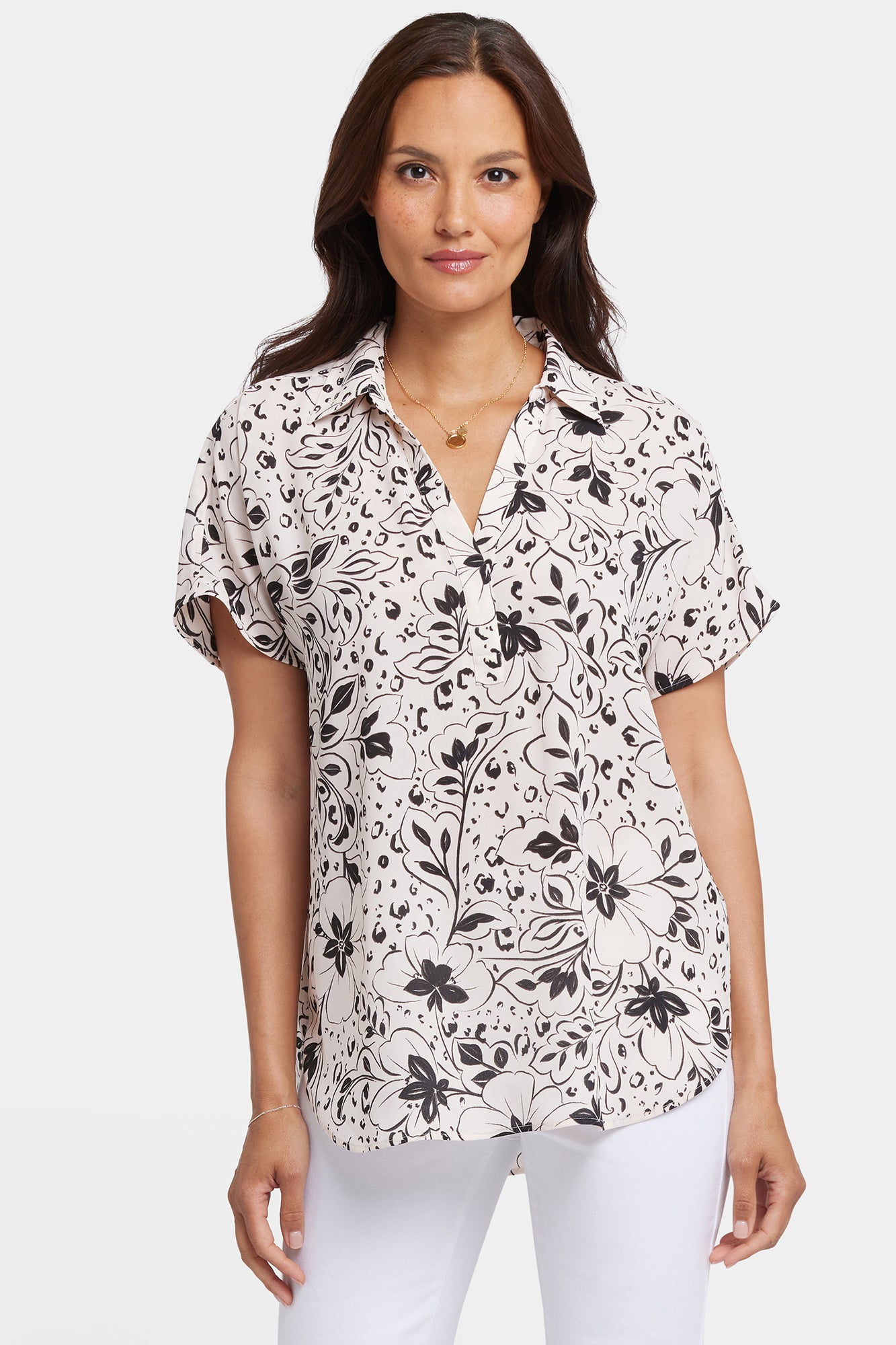 NYDJ Becky Short Sleeved Blouse - Luna Flores
