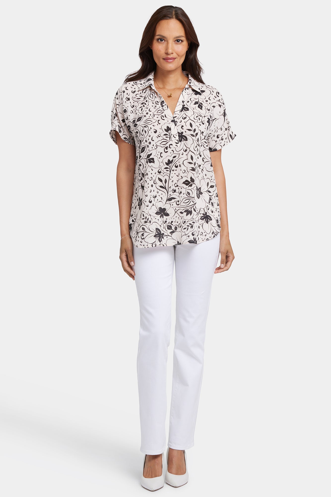 NYDJ Becky Short Sleeved Blouse - Luna Flores