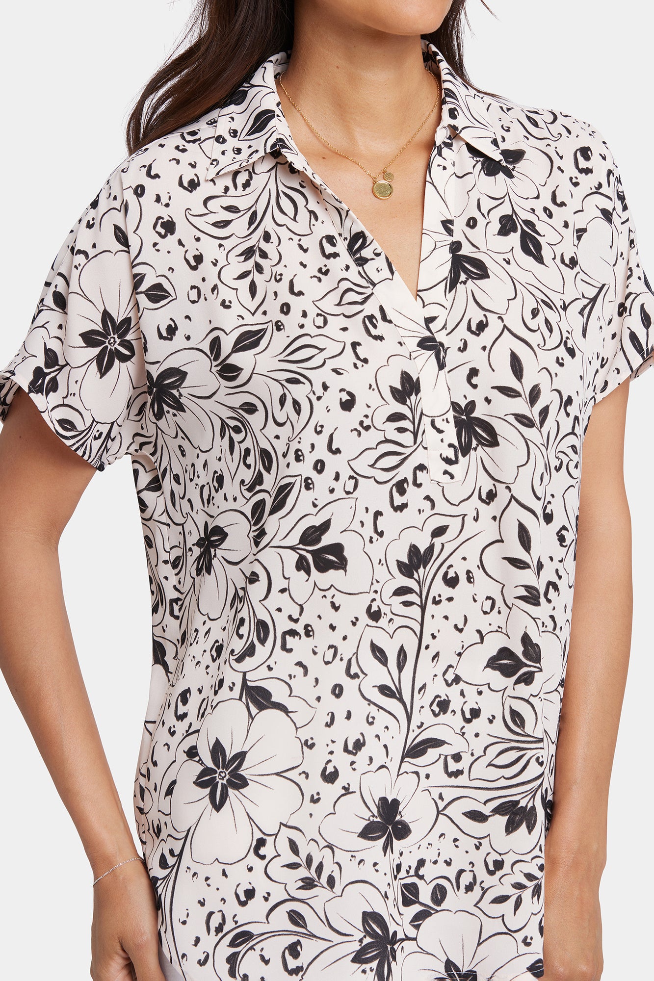 NYDJ Becky Short Sleeved Blouse - Luna Flores