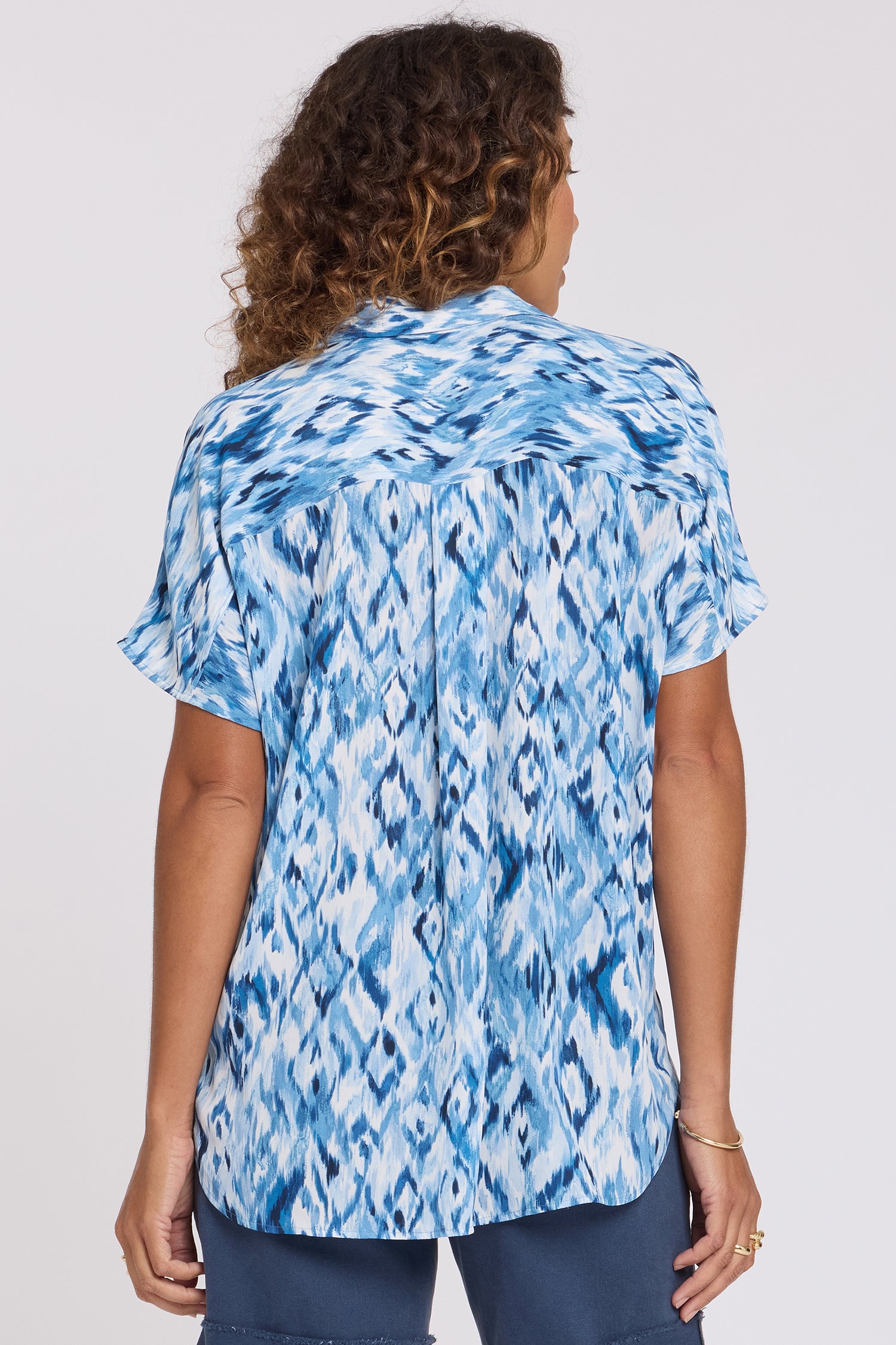 Becky Short Sleeved Blouse - Blue Visions Multi | NYDJ