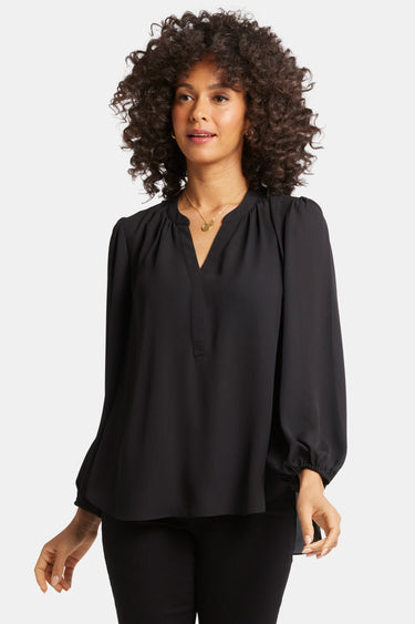 NYDJ Puff Sleeve Popover Top - Black