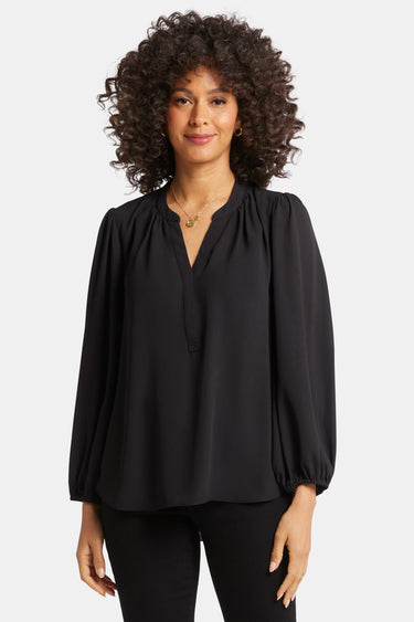 NYDJ Puff Sleeve Popover Top - Black