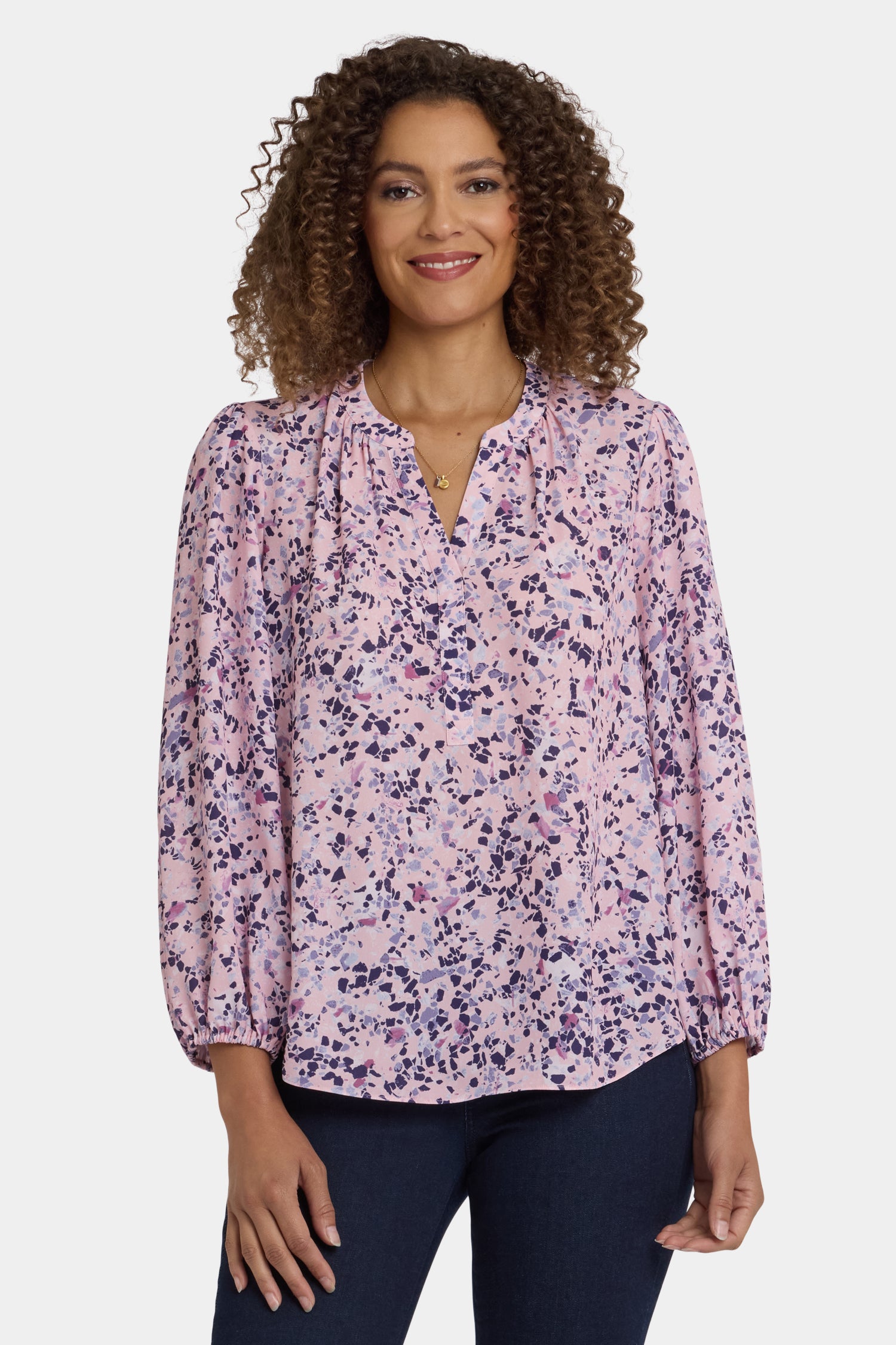 Puff Sleeved Popover Top - Parc Monceau Purple | NYDJ