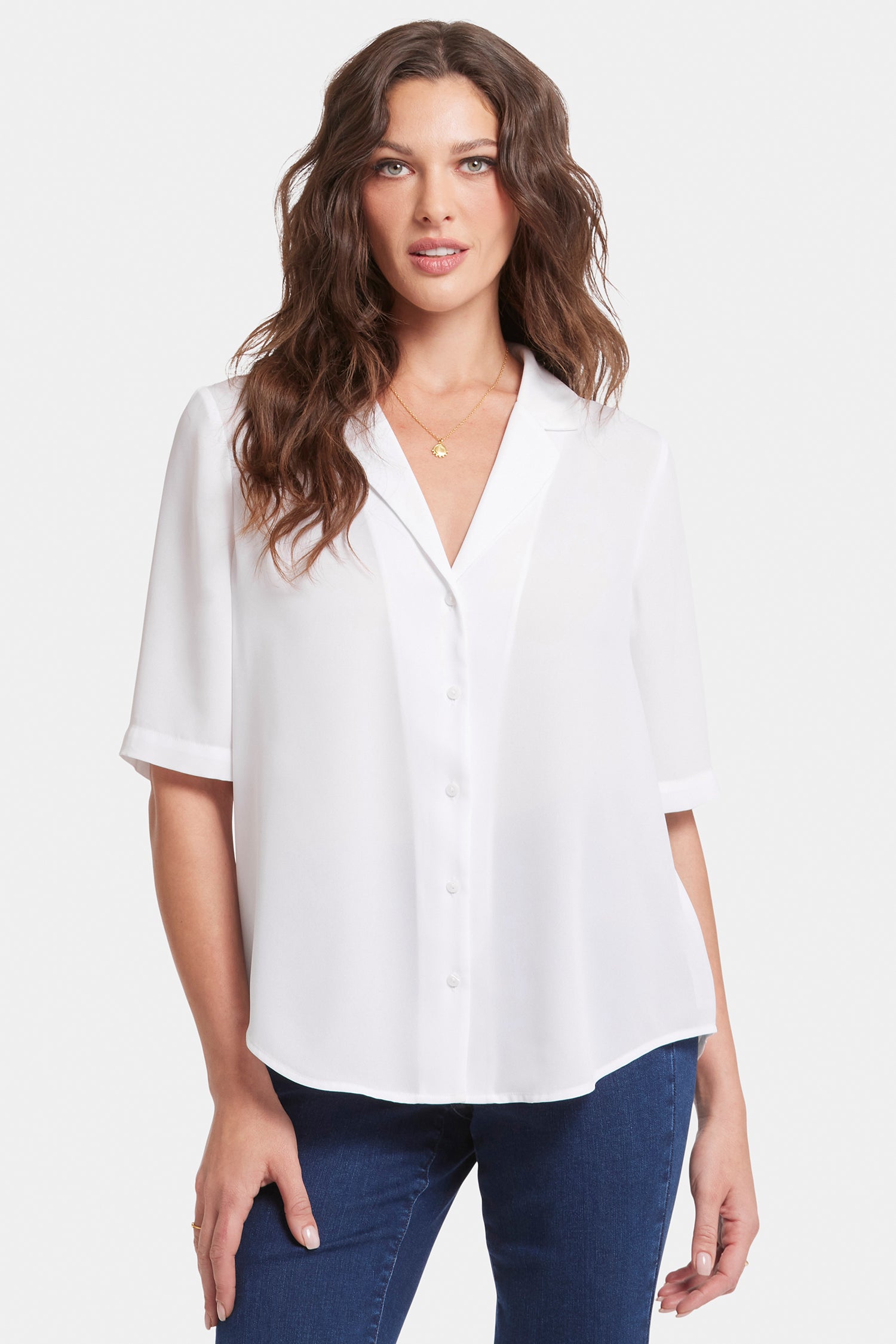 Gabrielle Short Sleeved Blouse - Optic White White | NYDJ
